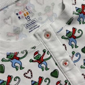 Roller Rabbit Merry Monkey Candy Cane Pajama Set  - Top Size10 / Bottoms Size 8